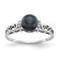 14k White Gold 6mm Black FW Cultured Pearl AA Real Diamond ring