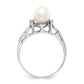 14k White Gold 6mm FW Cultured Pearl VS Real Diamond ring