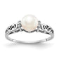 14k White Gold 6mm FW Cultured Pearl A Real Diamond ring