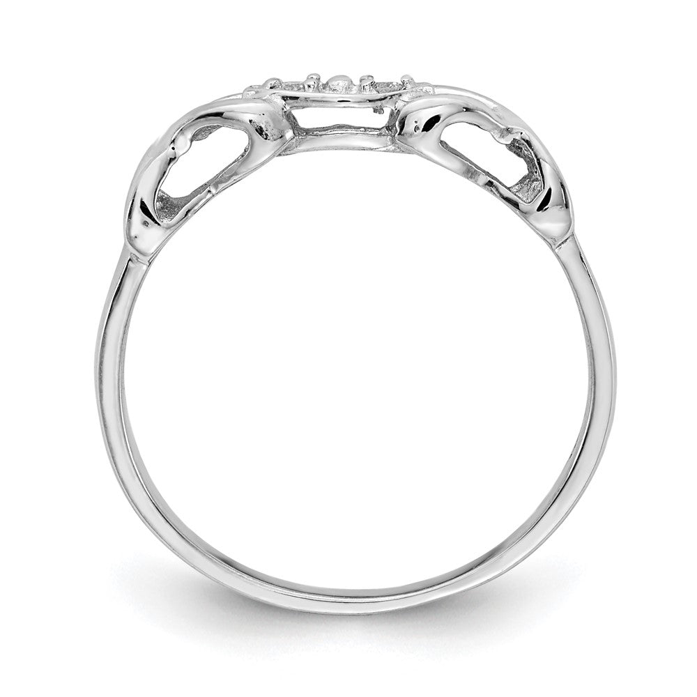 14k White Gold Polished AA Real Diamond Twisted Ring