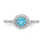 14k White Gold 5mm Blue Topaz AA Real Diamond ring