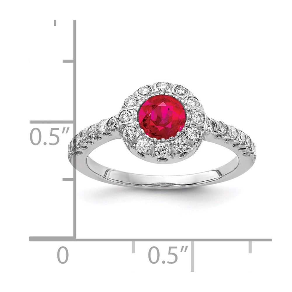 14k White Gold 5mm Ruby AA Real Diamond ring