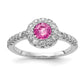 14k White Gold 5mm Pink Sapphire AAA Real Diamond ring