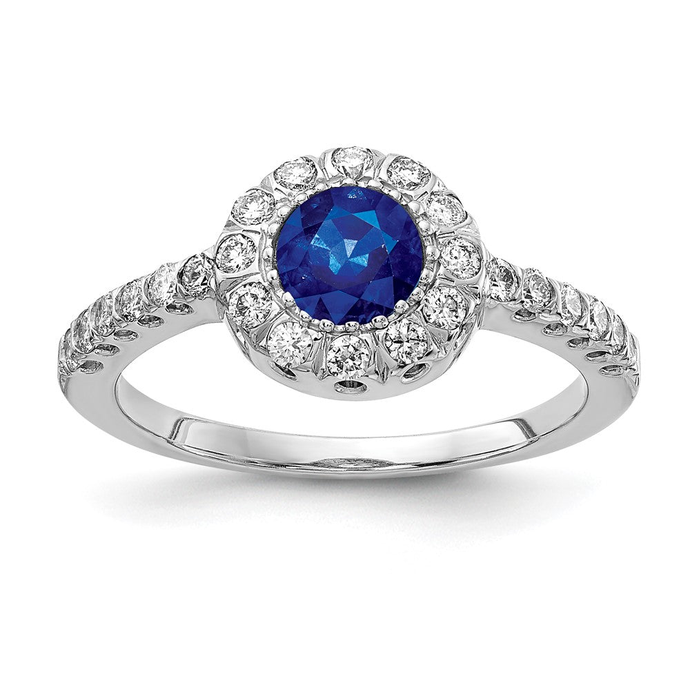 14k White Gold 5mm Sapphire VS Real Diamond ring