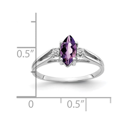 14k White Gold 8x4mm Marquise Amethyst AA Real Diamond ring