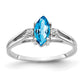 14k White Gold 8x4mm Marquise Blue Topaz AA Real Diamond ring