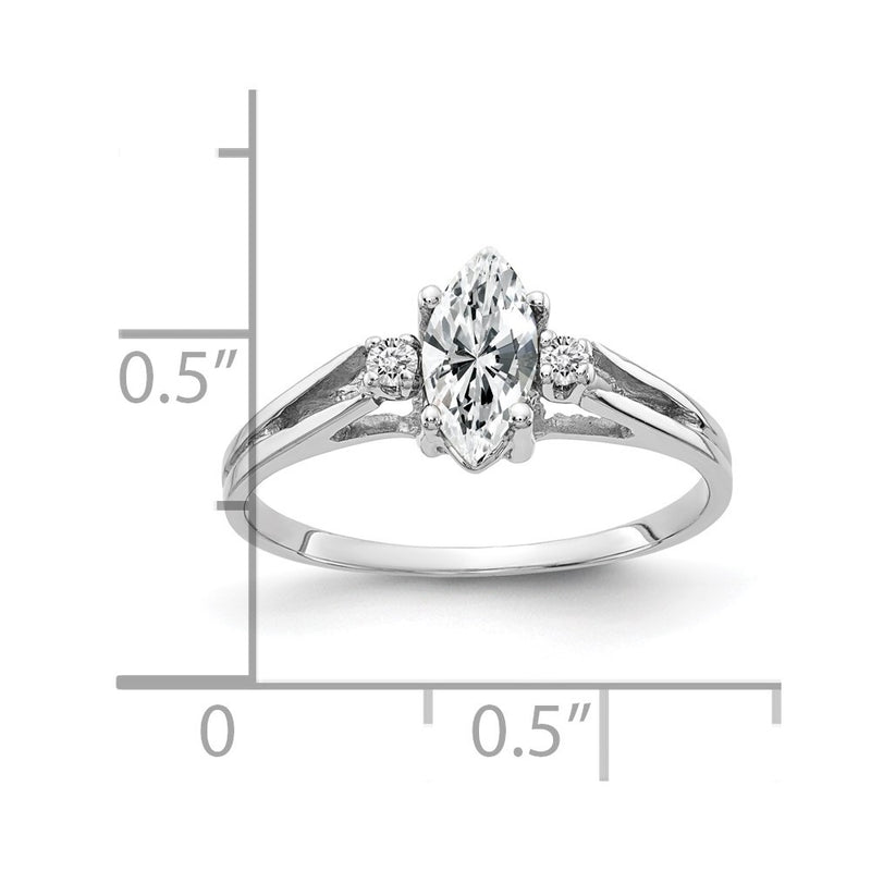 14k White Gold 8x4mm Marquise Cubic Zirconia AA Real Diamond ring