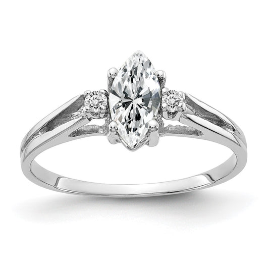 Solid 14k White Gold 8x4mm Marquise Cubic Zirconia VS Simulated CZ Ring