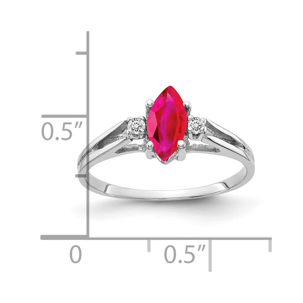 14k White Gold 8x4mm Marquise Ruby VS Real Diamond ring