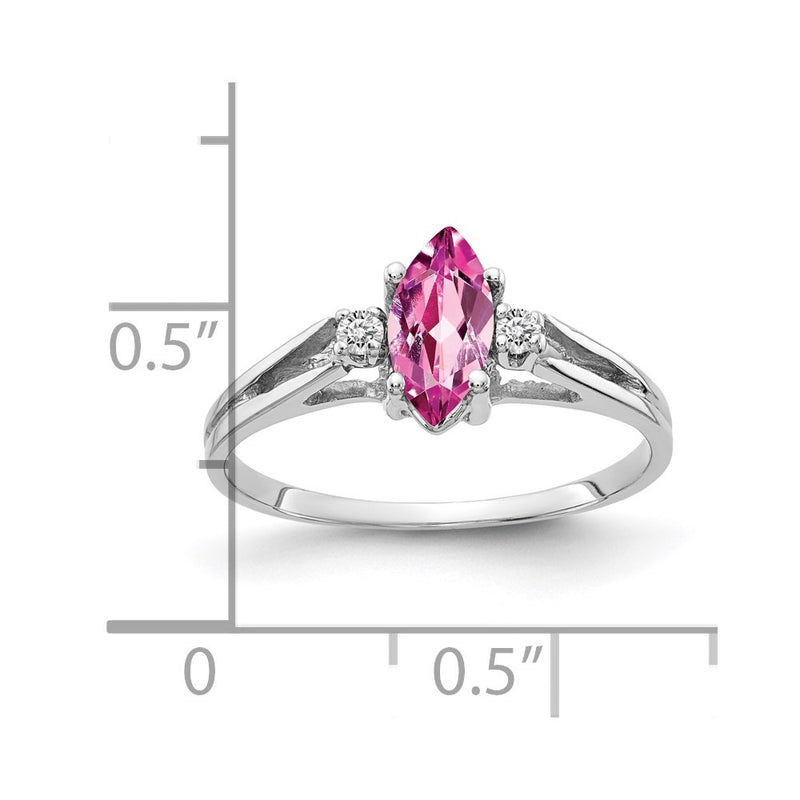 14k White Gold 8x4mm Marquise Pink Sapphire AA Real Diamond ring