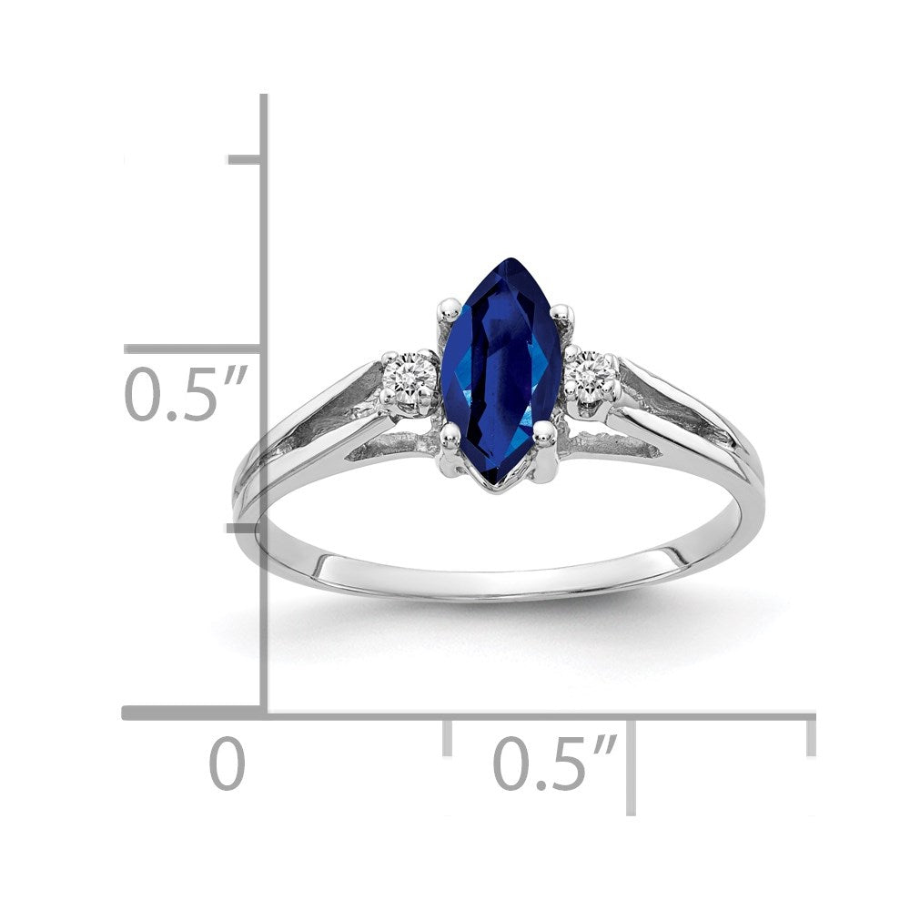 14k White Gold 8x4mm Marquise Sapphire VS Real Diamond ring