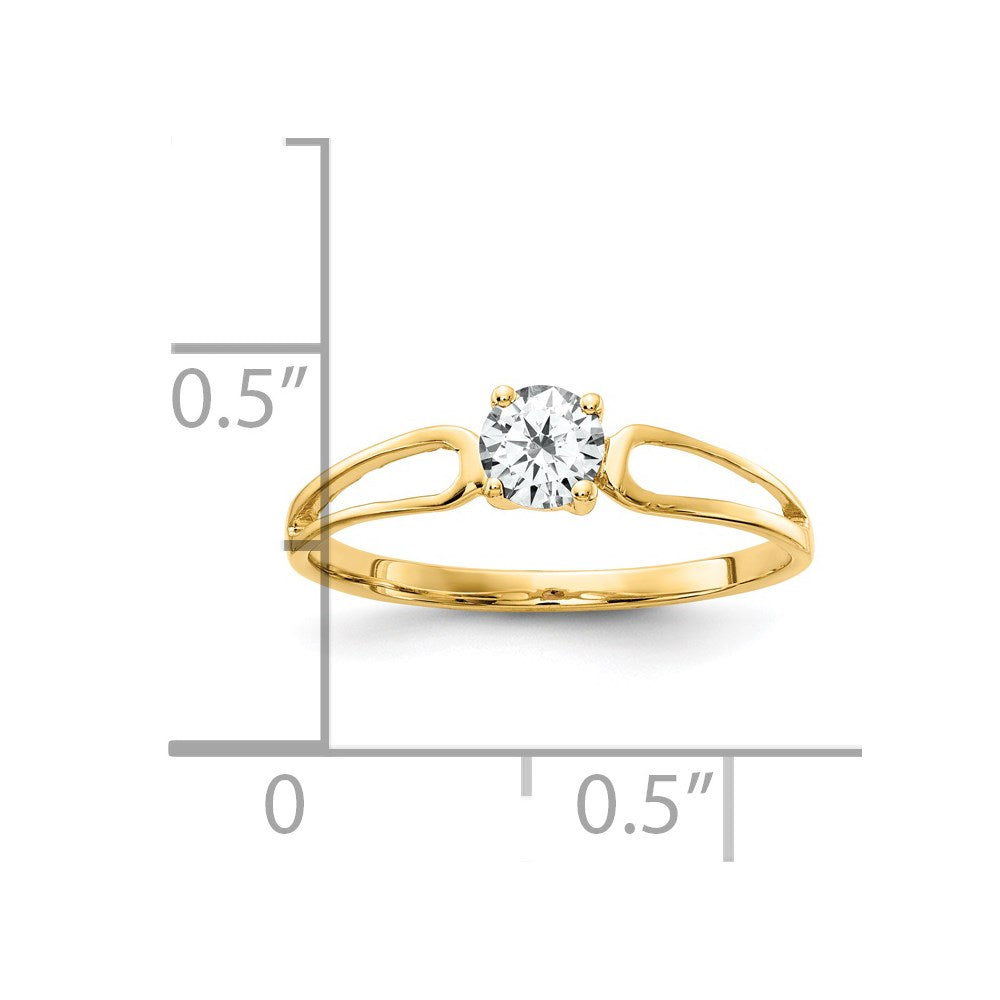 14K Yellow Gold 4mm Cubic Zirconia ring