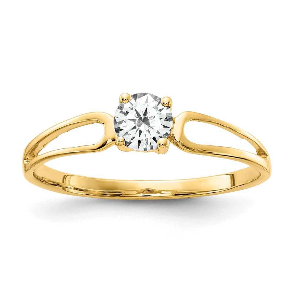 14K Yellow Gold 4mm Cubic Zirconia ring