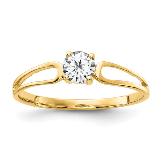 14K Yellow Gold 4mm Cubic Zirconia ring