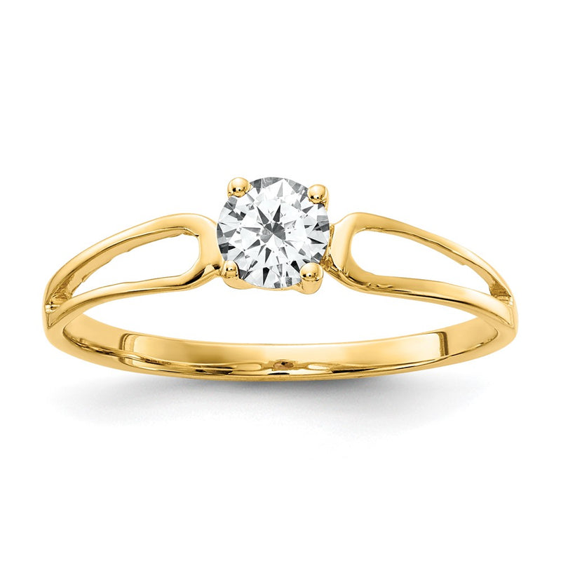 14K Yellow Gold 4mm Cubic Zirconia ring
