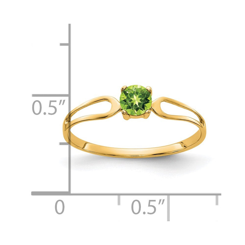 14K Yellow Gold 4mm Peridot ring