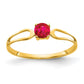 Solid 14k Yellow Gold 4mm Simulated Ruby Ring