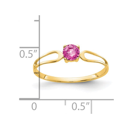 14K Yellow Gold 4mm Pink Sapphire ring
