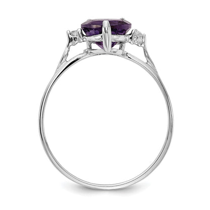 14k White Gold 7mm Heart Amethyst AAA Real Diamond ring