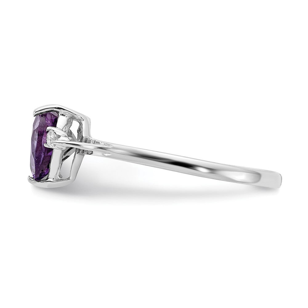 14k White Gold 7mm Heart Amethyst A Real Diamond ring