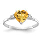 14k White Gold 7mm Heart Citrine AAA Real Diamond ring