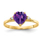 14K Yellow Gold 7mm Heart Amethyst A Real Diamond ring