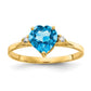 14K Yellow Gold 7mm Heart Blue Topaz A Real Diamond ring