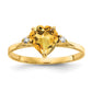 14K Yellow Gold 7mm Heart Citrine AAA Real Diamond ring
