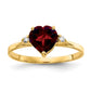 14K Yellow Gold 7mm Heart Garnet AA Real Diamond ring