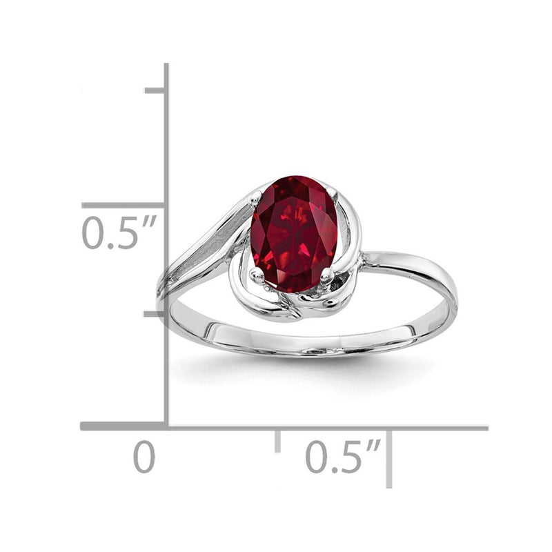 14k White Gold 7x5mm Oval Created Ruby ring