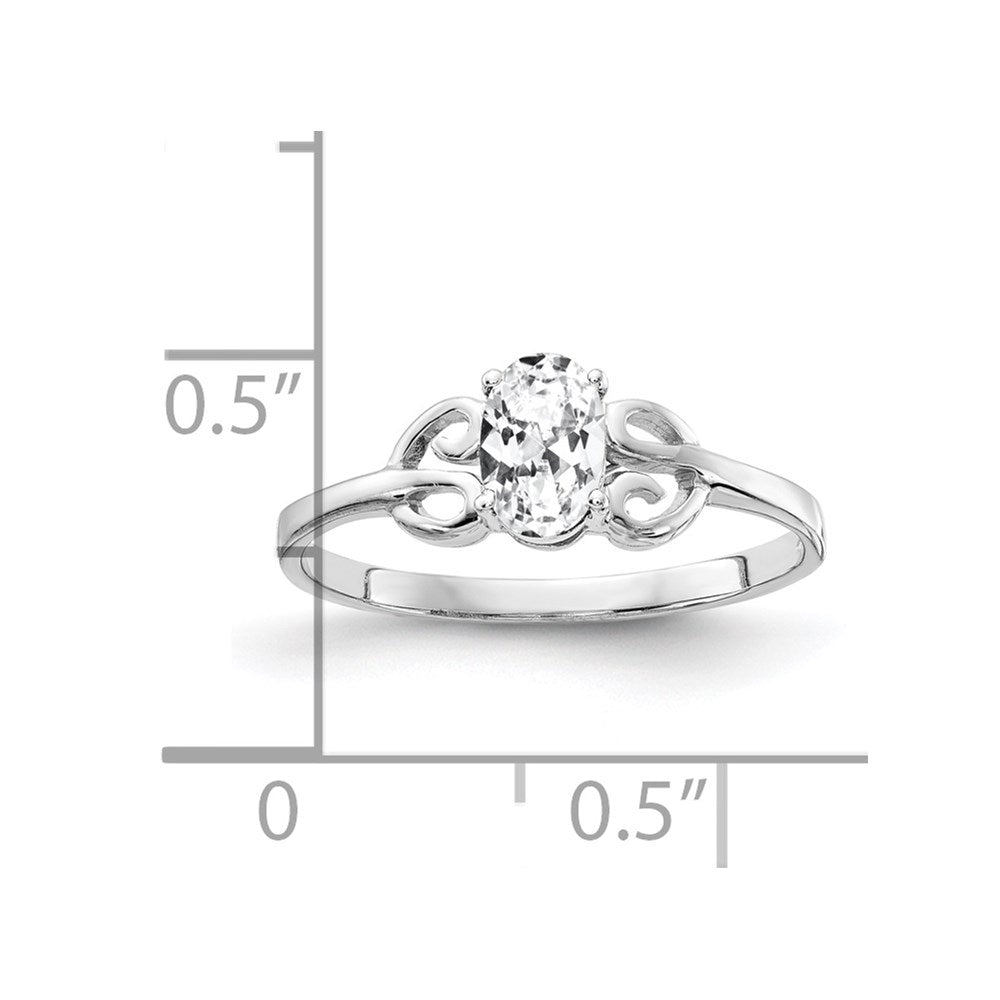 14k White Gold 6x4mm Oval Cubic Zirconia ring