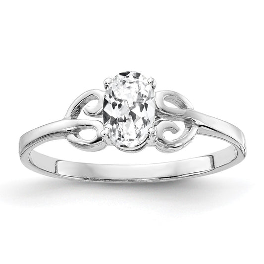 Solid 14k White Gold 6x4mm Oval Cubic Zirconia Ring