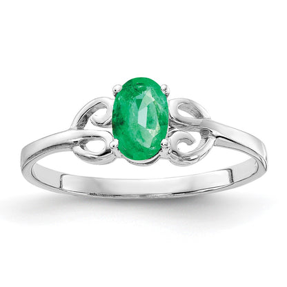 14k White Gold 6x4mm Oval Emerald ring