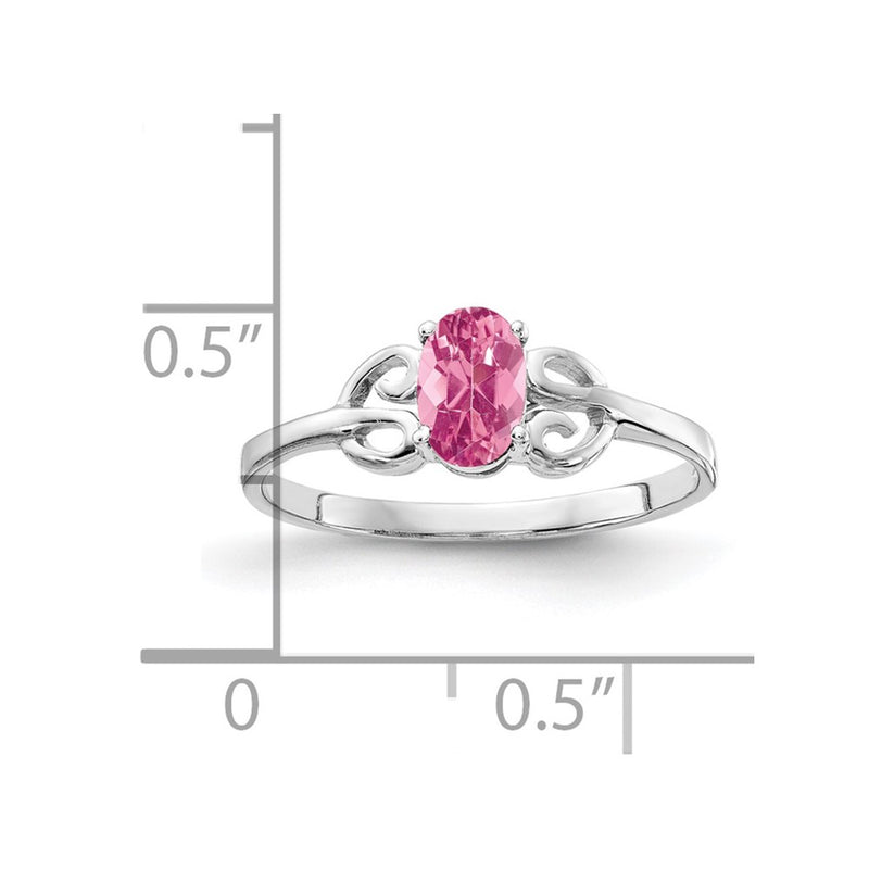 Solid 14k White Gold 6x4mm Oval Simulated Pink Tourmaline Ring