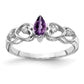 14k White Gold 6x3mm Marquise Amethyst AA Real Diamond ring