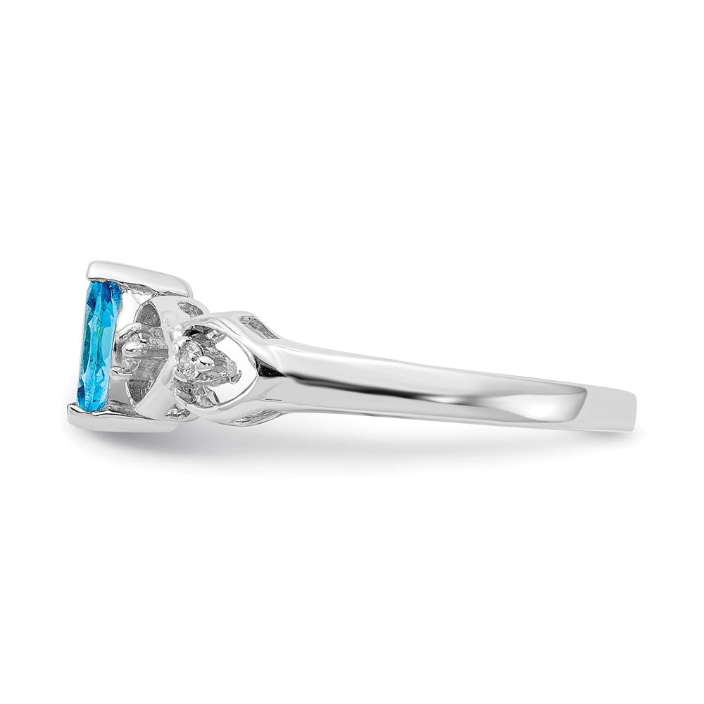 14k White Gold 6x3mm Marquise Blue Topaz AAA Real Diamond ring