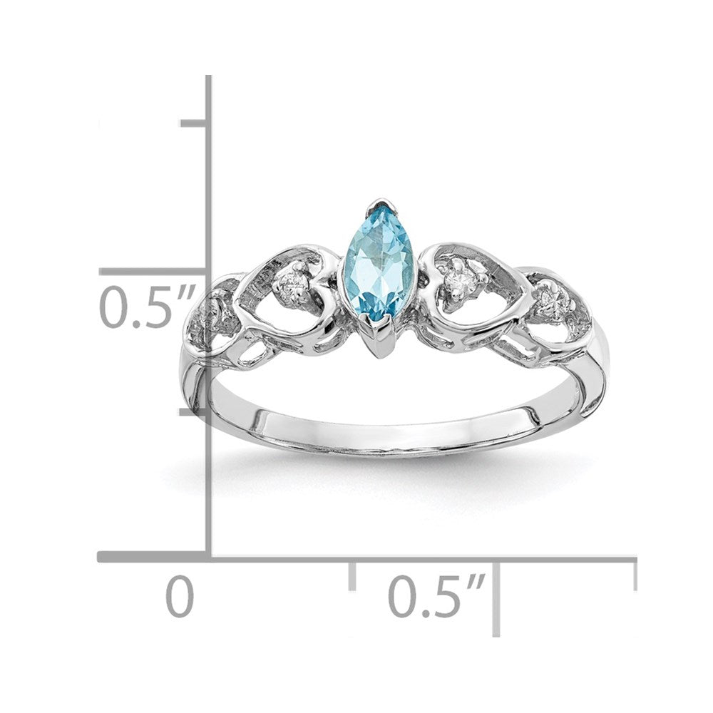 14k White Gold 6x3mm Marquise Blue Topaz A Real Diamond ring