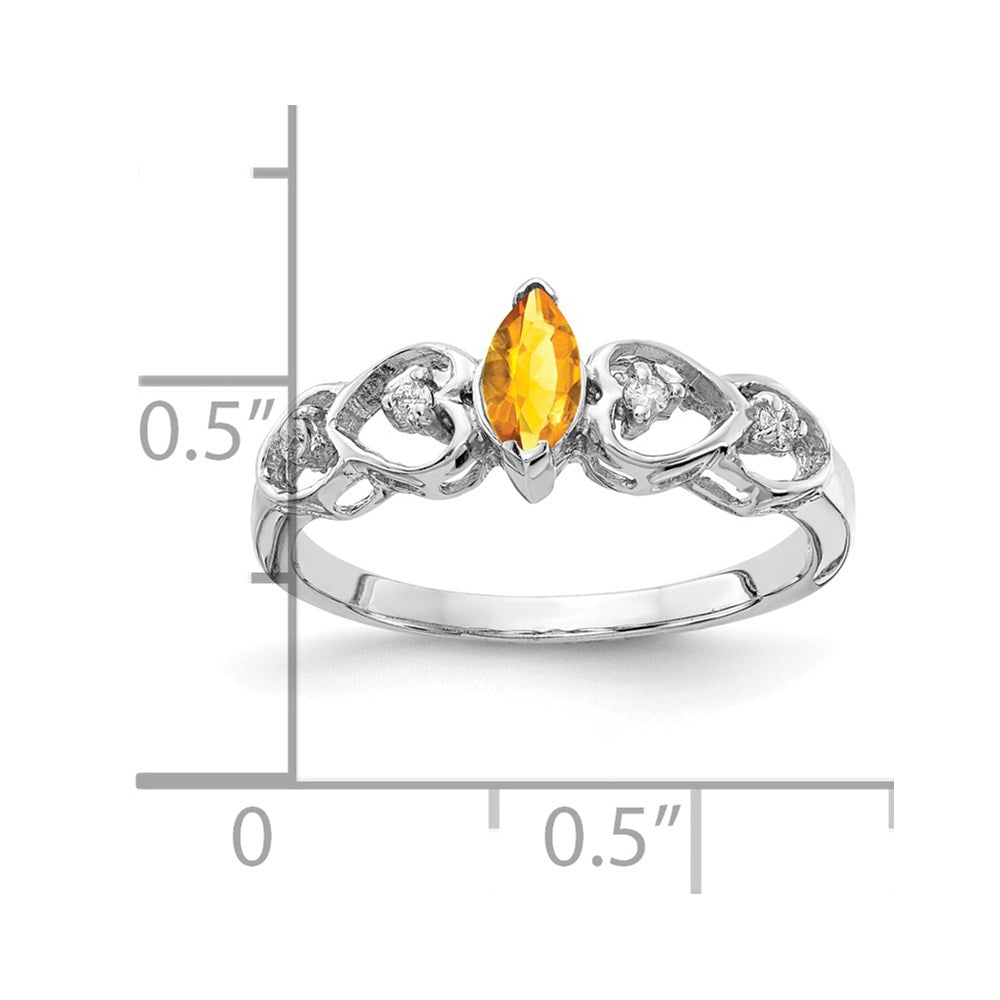 14k White Gold 6x3mm Marquise Citrine AA Real Diamond ring