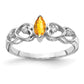 14k White Gold 6x3mm Marquise Citrine AA Real Diamond ring
