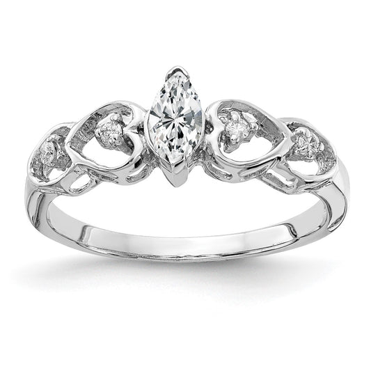 Solid 14k White Gold 6x3mm Marquise Cubic Zirconia AA Simulated CZ Ring