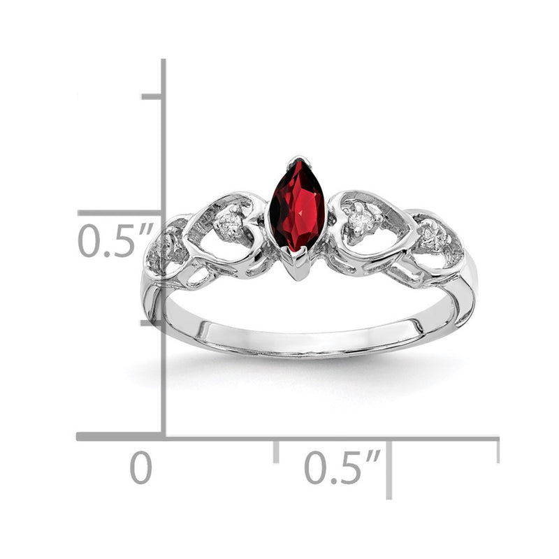 14k White Gold 6x3mm Marquise Garnet VS Real Diamond ring