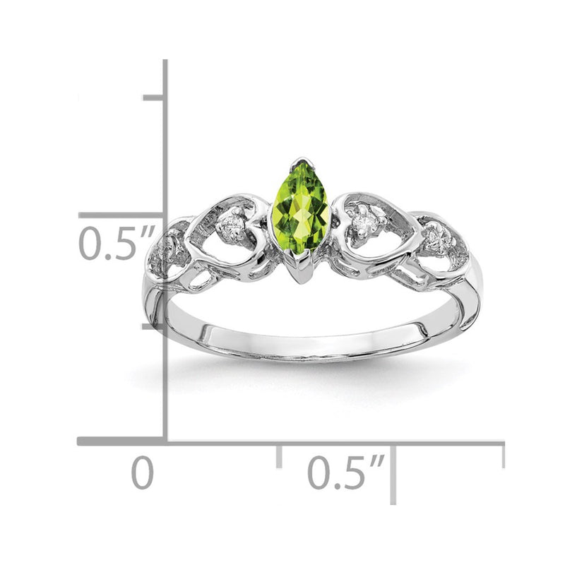 14k White Gold 6x3mm Marquise Peridot AA Real Diamond ring