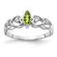 14k White Gold 6x3mm Marquise Peridot A Real Diamond ring