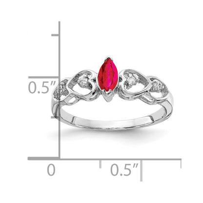 14k White Gold 6x3mm Marquise Ruby AAA Real Diamond ring