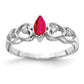 14k White Gold 6x3mm Marquise Ruby VS Real Diamond ring