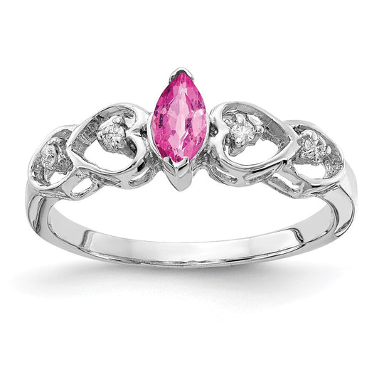 14k White Gold 6x3mm Marquise Pink Sapphire A Real Diamond ring