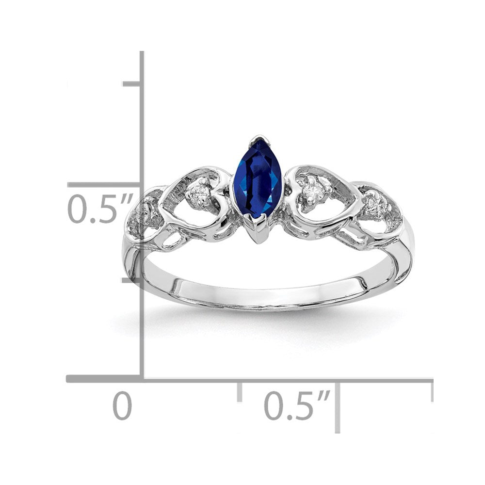 14k White Gold 6x3mm Marquise Sapphire A Real Diamond ring