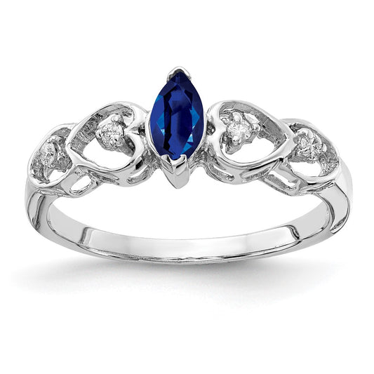 14k White Gold 6x3mm Marquise Sapphire AA Real Diamond ring