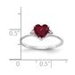 14k White Gold 6mm Heart Created Ruby A Real Diamond ring