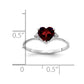 14k White Gold 6mm Heart Garnet VS Real Diamond ring